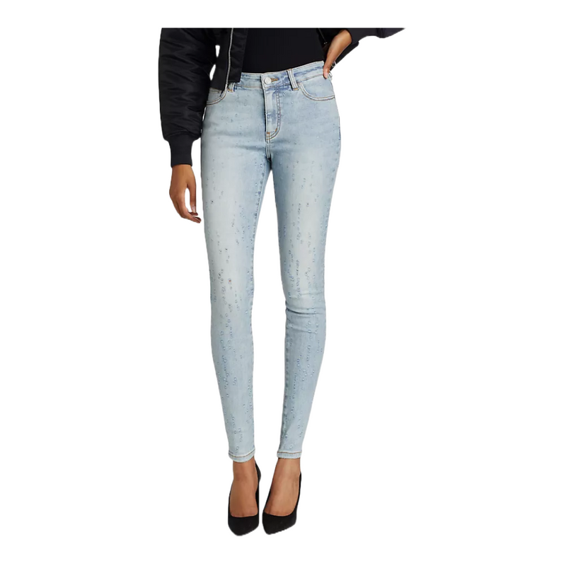 MID-RISE COATED SKINNY JEANS LIGHT BLUE