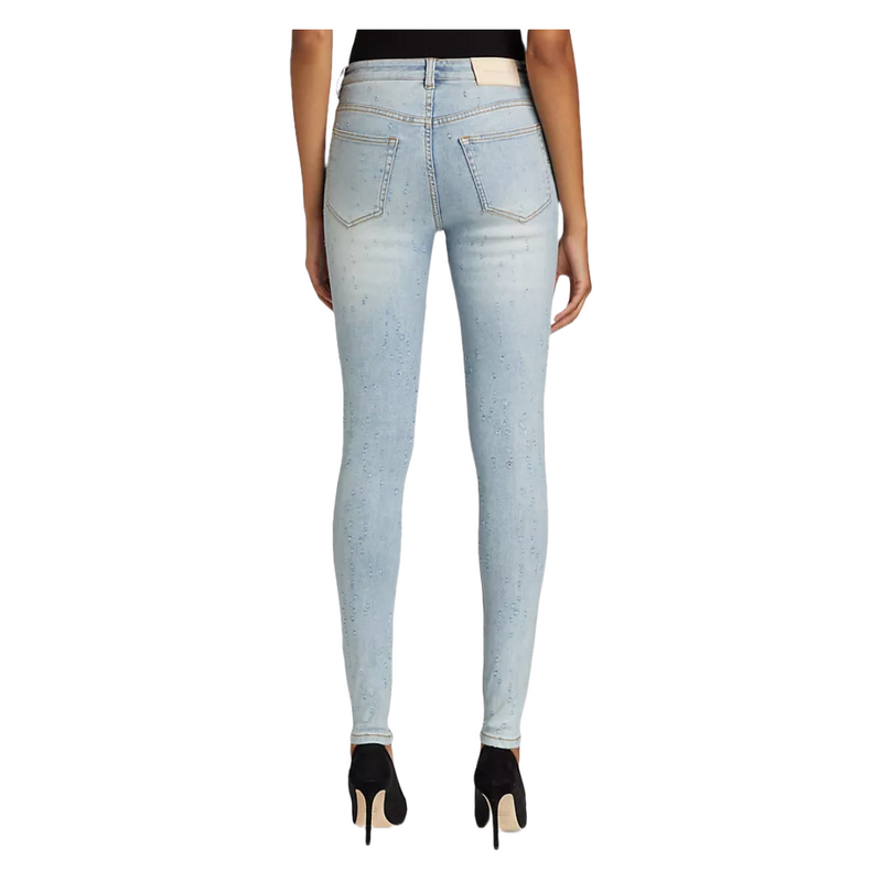 MID-RISE COATED SKINNY JEANS LIGHT BLUE