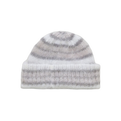 GREY STRIPED MOHAIR HAT