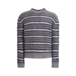 GREY STRIPED MOHAIR JUMPER