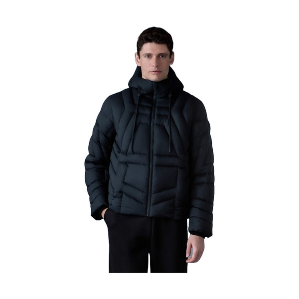 LUKE SOFTWASH GEOMETRICAL CHANNEL QUILT DOWN JACKET BLACK