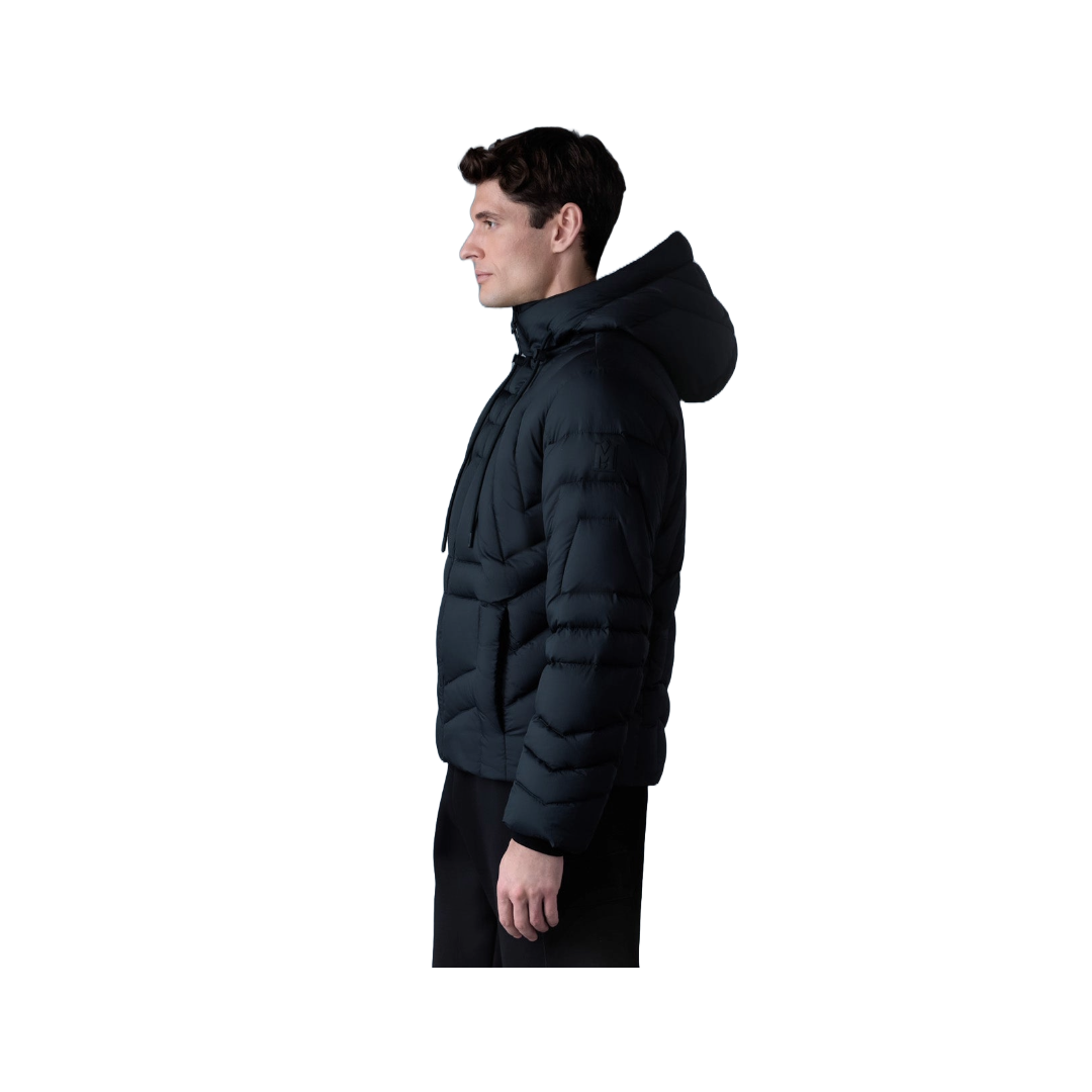 LUKE SOFTWASH GEOMETRICAL CHANNEL QUILT DOWN JACKET BLACK