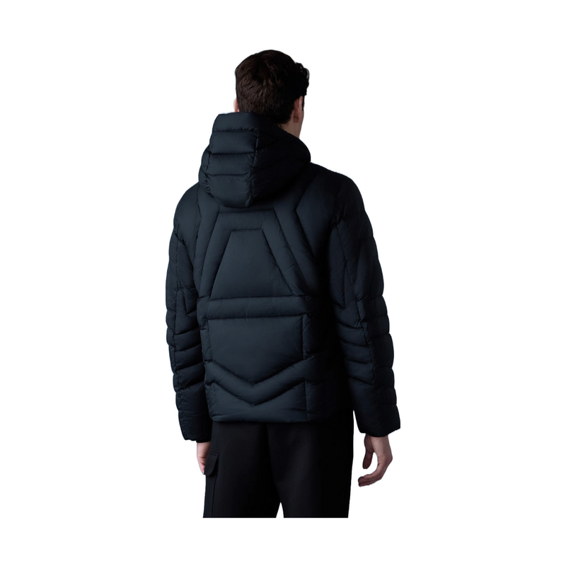 LUKE SOFTWASH GEOMETRICAL CHANNEL QUILT DOWN JACKET BLACK