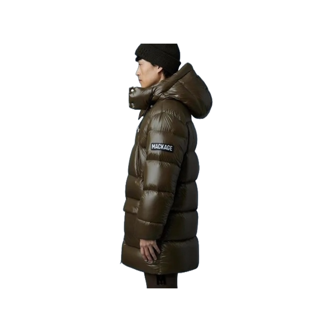 KENDRICK LUSTROUS LIGHT DOWN PARKA WITH HOOD OLIVE GREEN