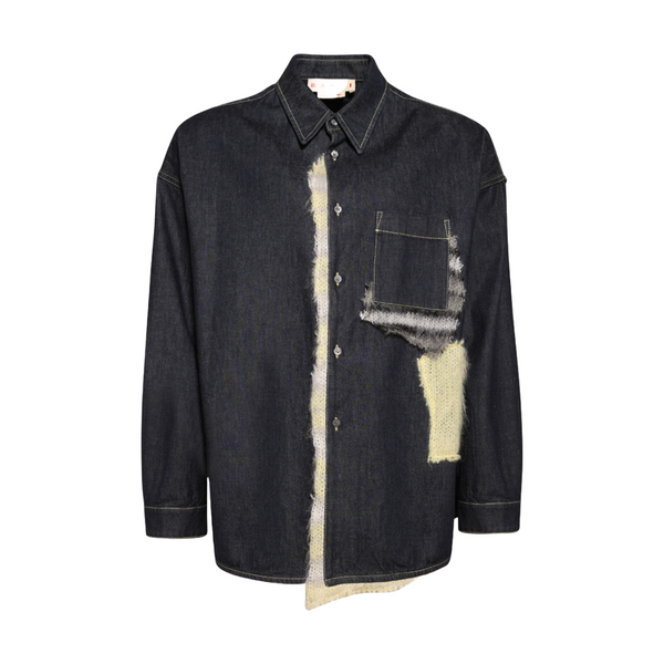 RAW KNIT DENIM SHIRT BLUE