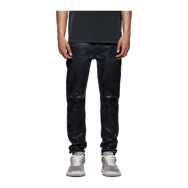 P001 BLACK COATED INDIGO JEANS