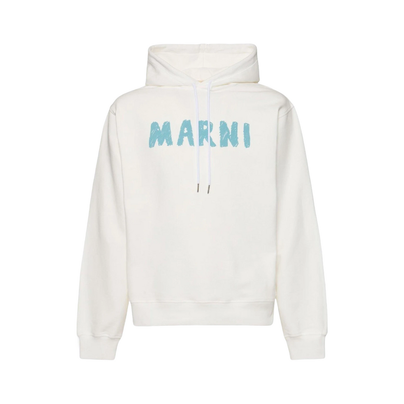 MARNI LOGO PRINTED DRAWSTRING HOODIE