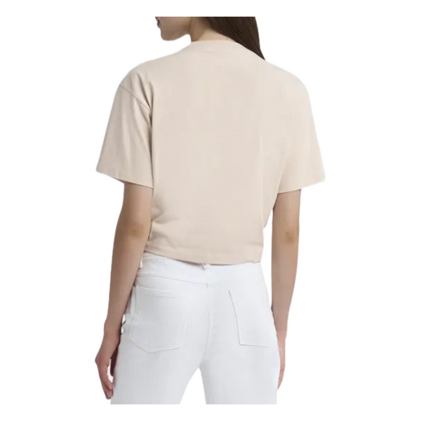 LOGO TWIST SAFETY PIN CROP TOP BEIGE