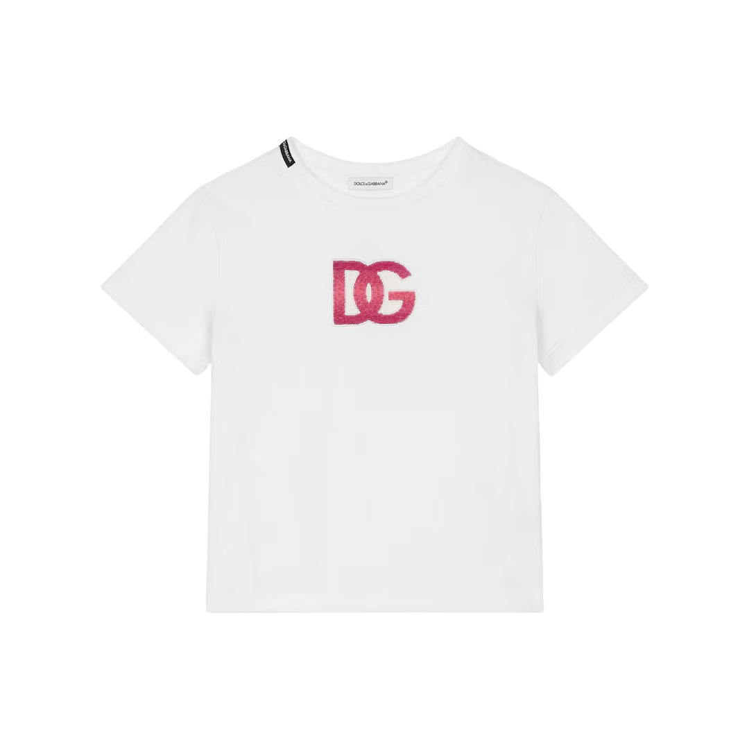 DOLCE & GABBANA KIDS COTTON LOGO-EMBELLISHED T-SHIRT