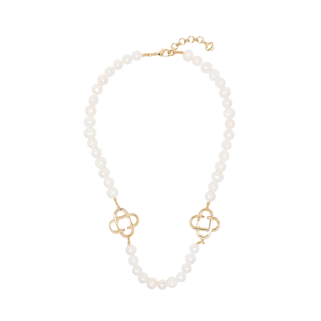 CASABLANCA WOMEN MEDIUM PEARL LOGO NECKLACE