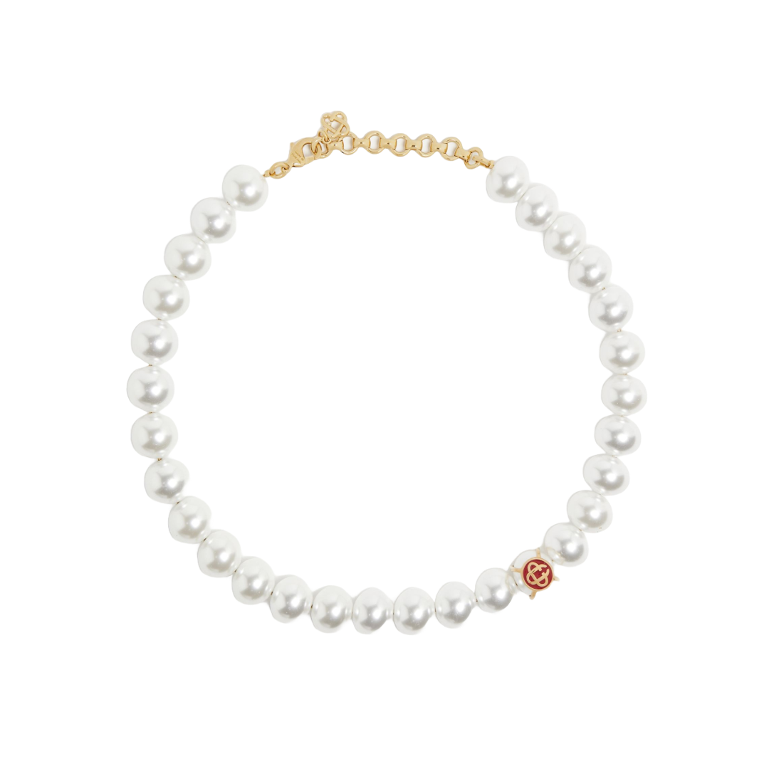 CASABLANCA LOGO PEARL NECKLACE