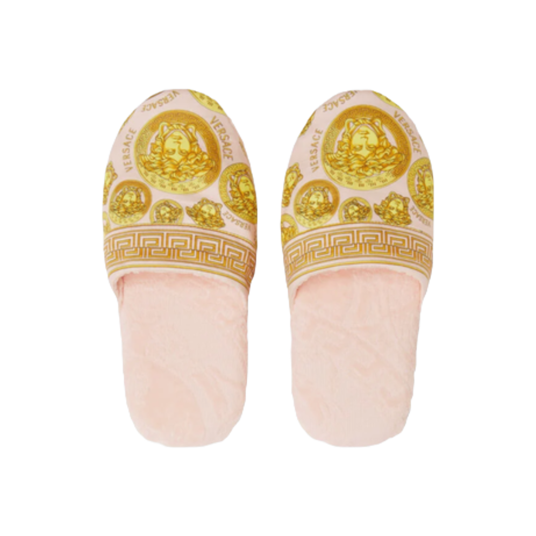 VERSACE MEDUSA AMPLIFIED SLIPPERS PINK-GOLD