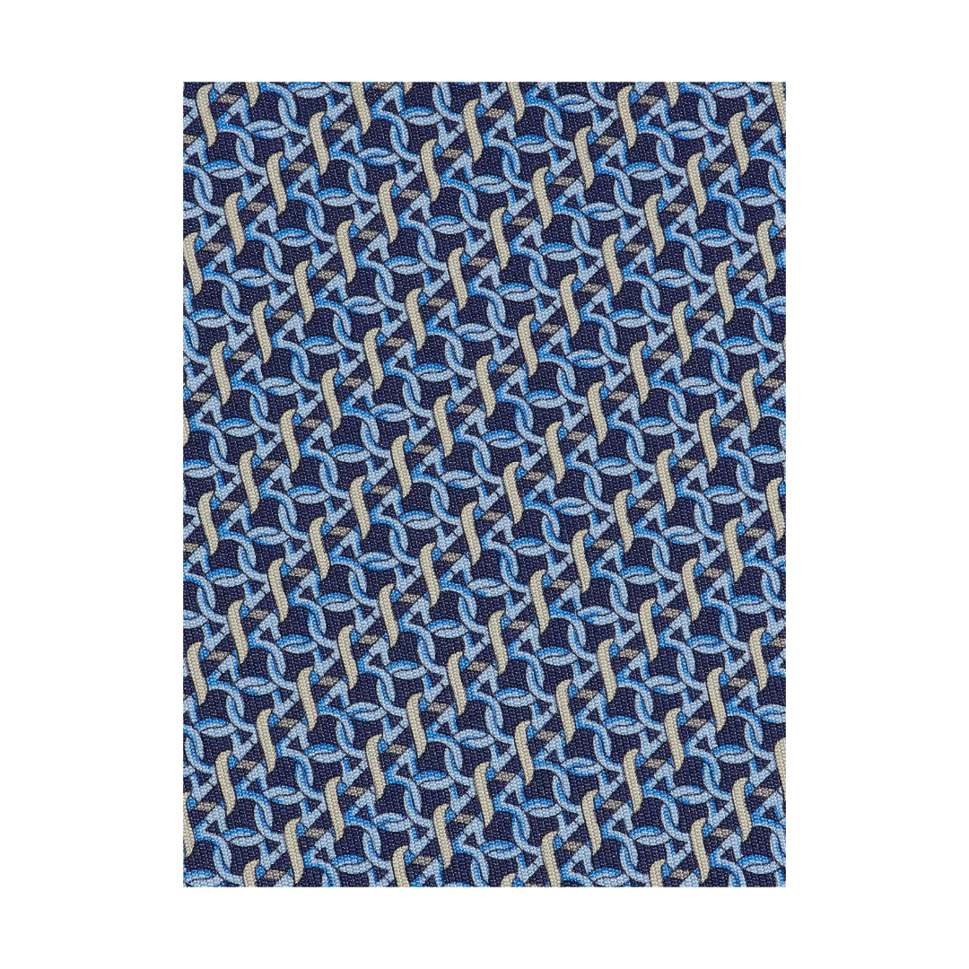 GANCINI PRINT SILK TIE BLUE