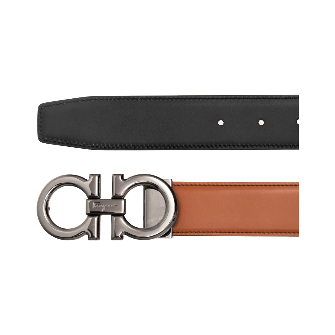 REVERSIBLE AND ADJUSTABLE GANCINI BELT VICUNA/BLACK