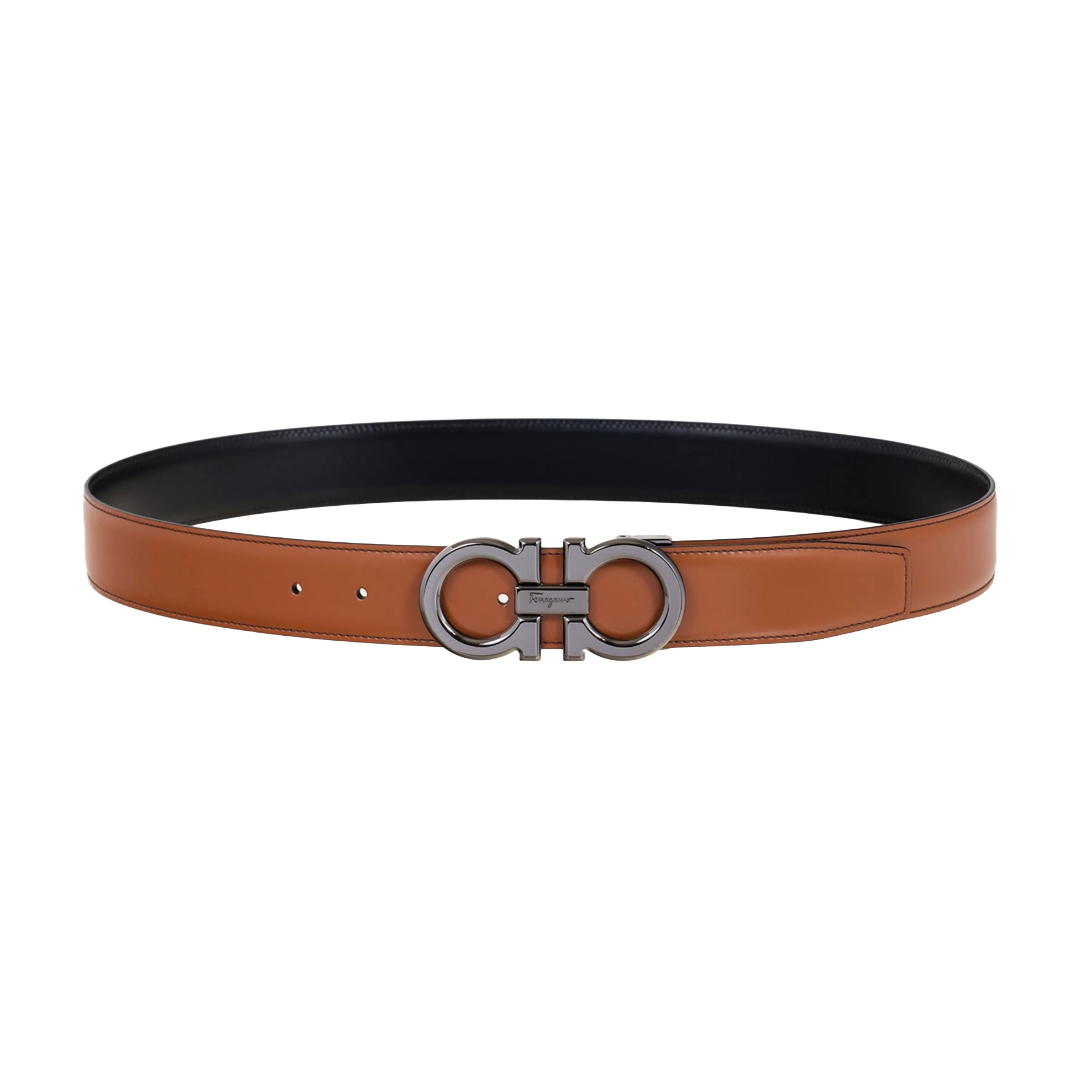 REVERSIBLE AND ADJUSTABLE GANCINI BELT VICUNA/BLACK