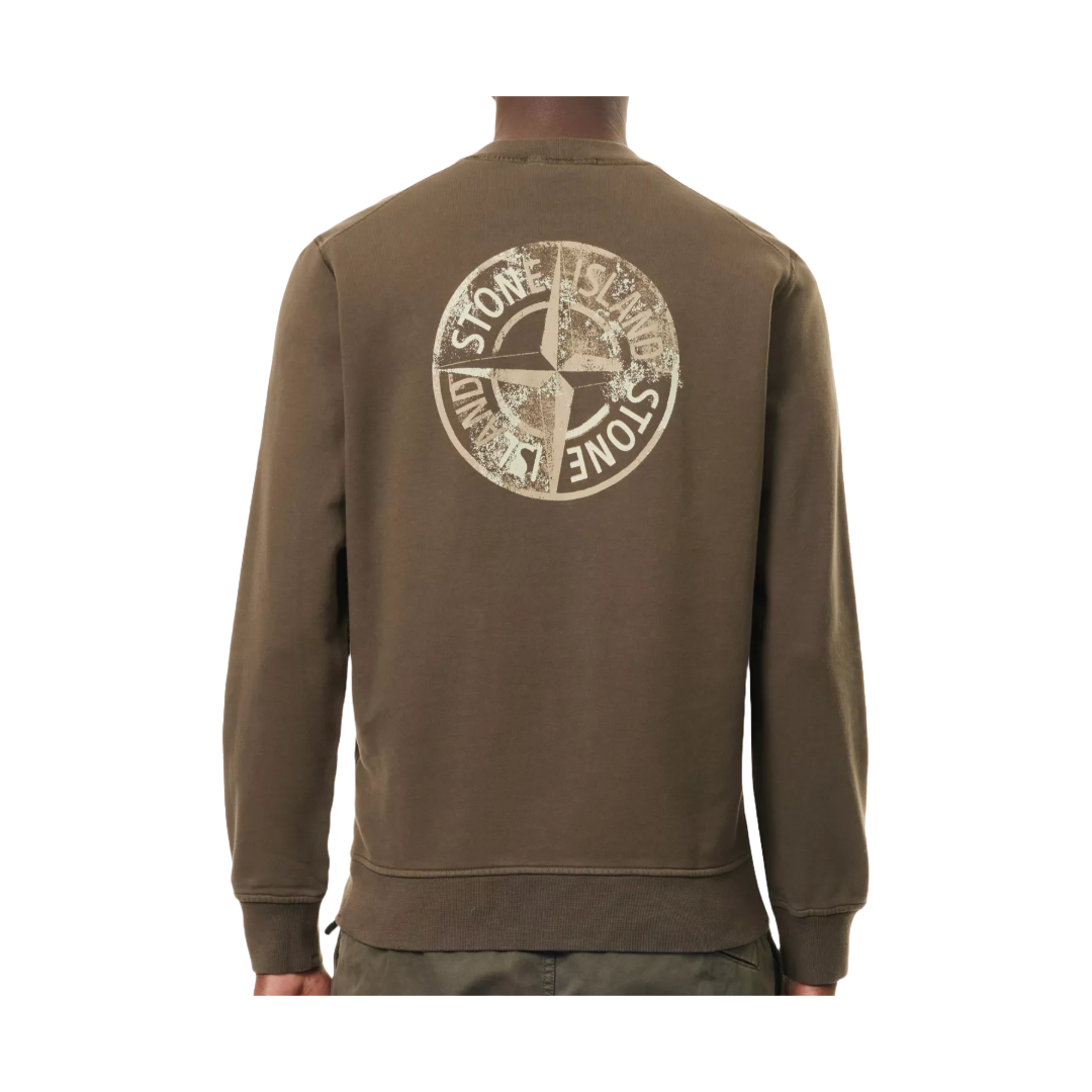 CREWNECK SWEATSHIRT WITH INSTITUTIONAL FIVE PRINT 6100665 COTTON FLEECE MILITARY GREEN