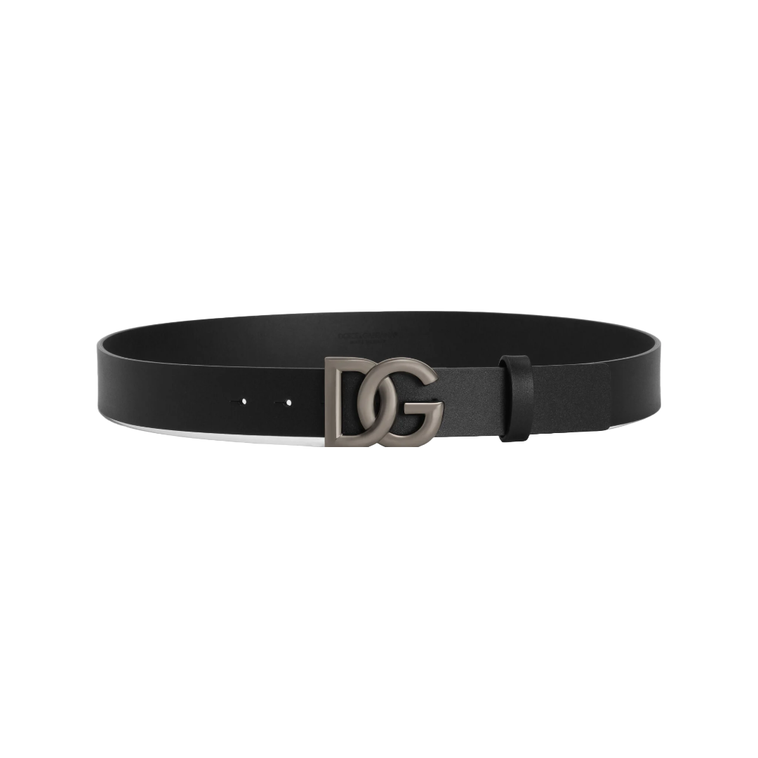 LEATHER BELT WITH DG LOGO BLACK