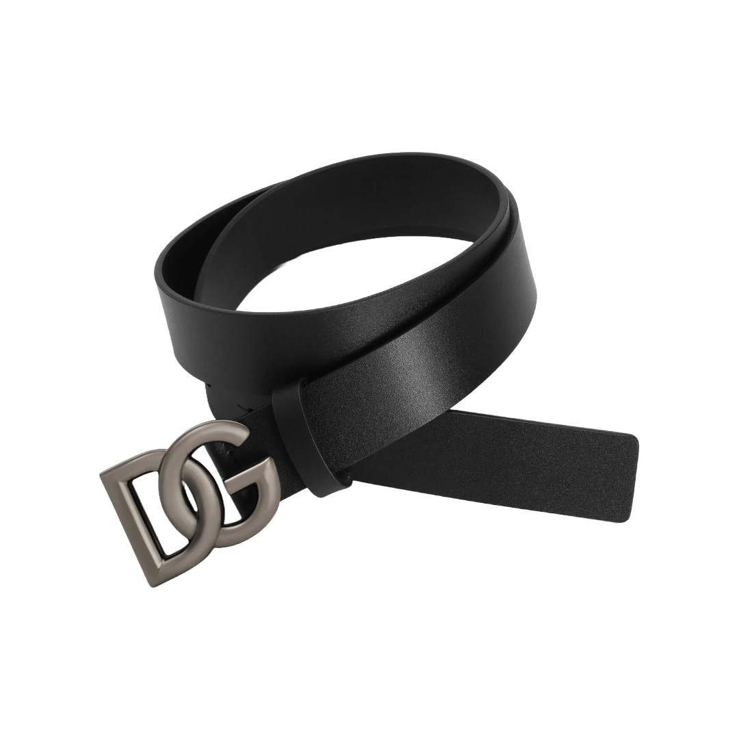 LEATHER BELT WITH DG LOGO BLACK