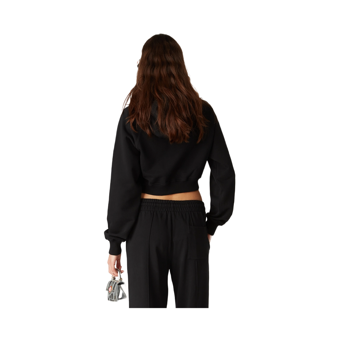 PEARL DIAMOND CROPPED HOODED SWEATSHIRT BLACK