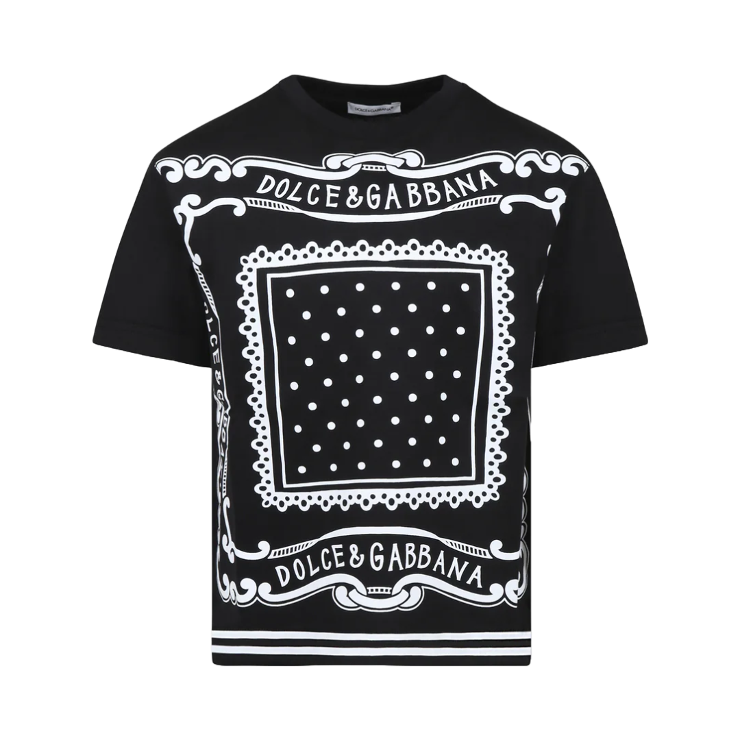 KIDS T-SHIRT WITH BANDANNA PRINT BLACK