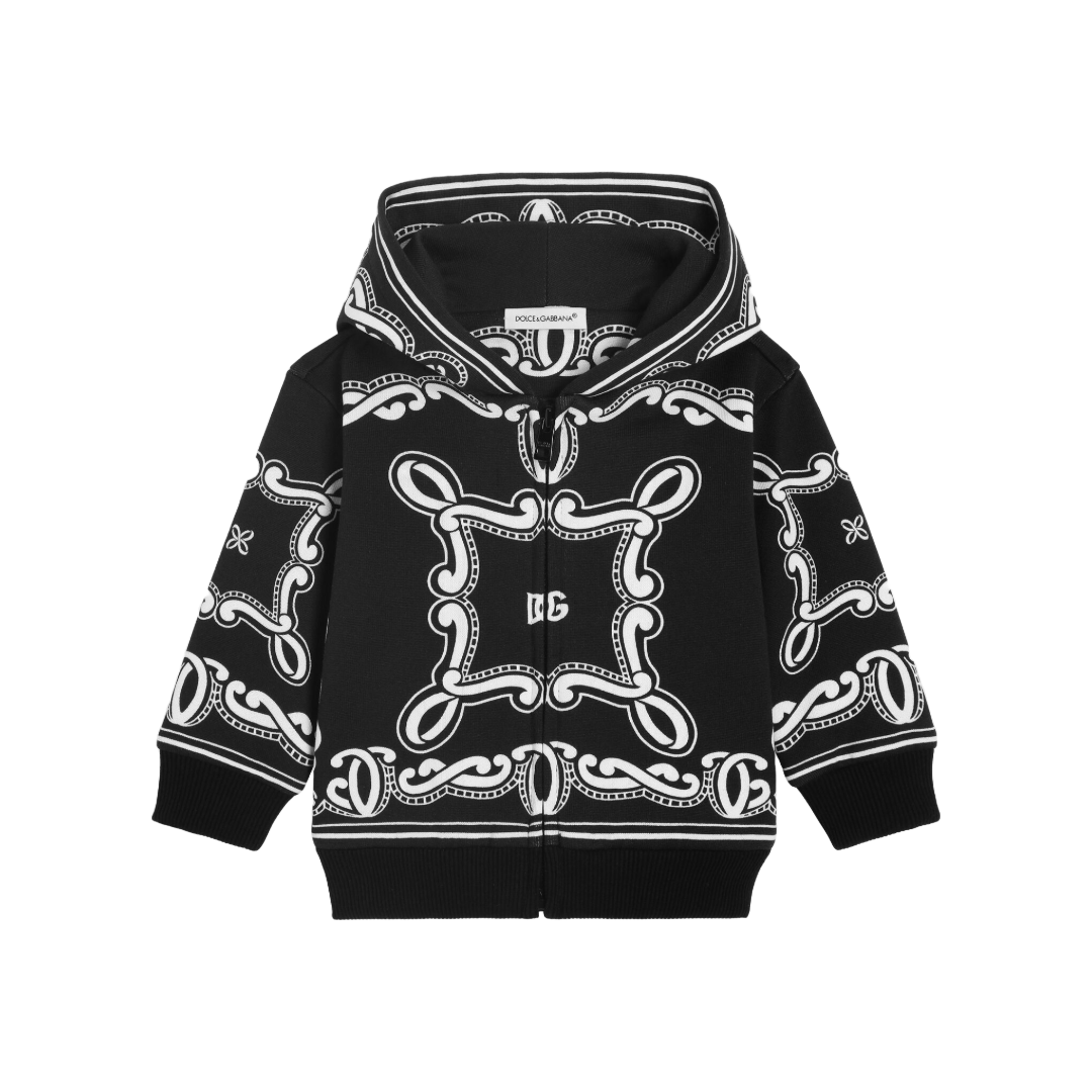 KIDS HOODIE WITH BANDANNA PRINT BLACK