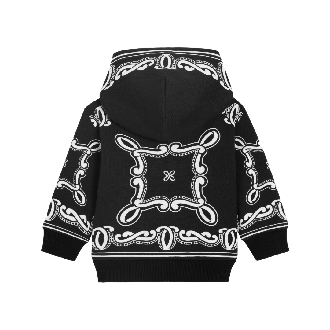 KIDS HOODIE WITH BANDANNA PRINT BLACK