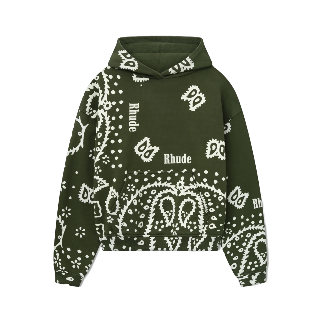 BANDANA PRINT HOODIE OLIVE