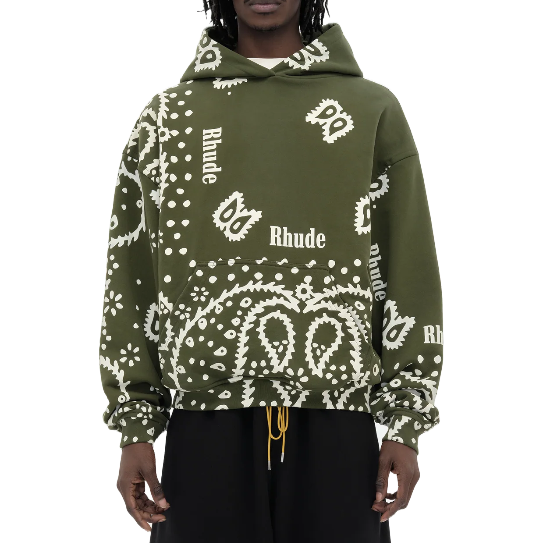 BANDANA PRINT HOODIE OLIVE