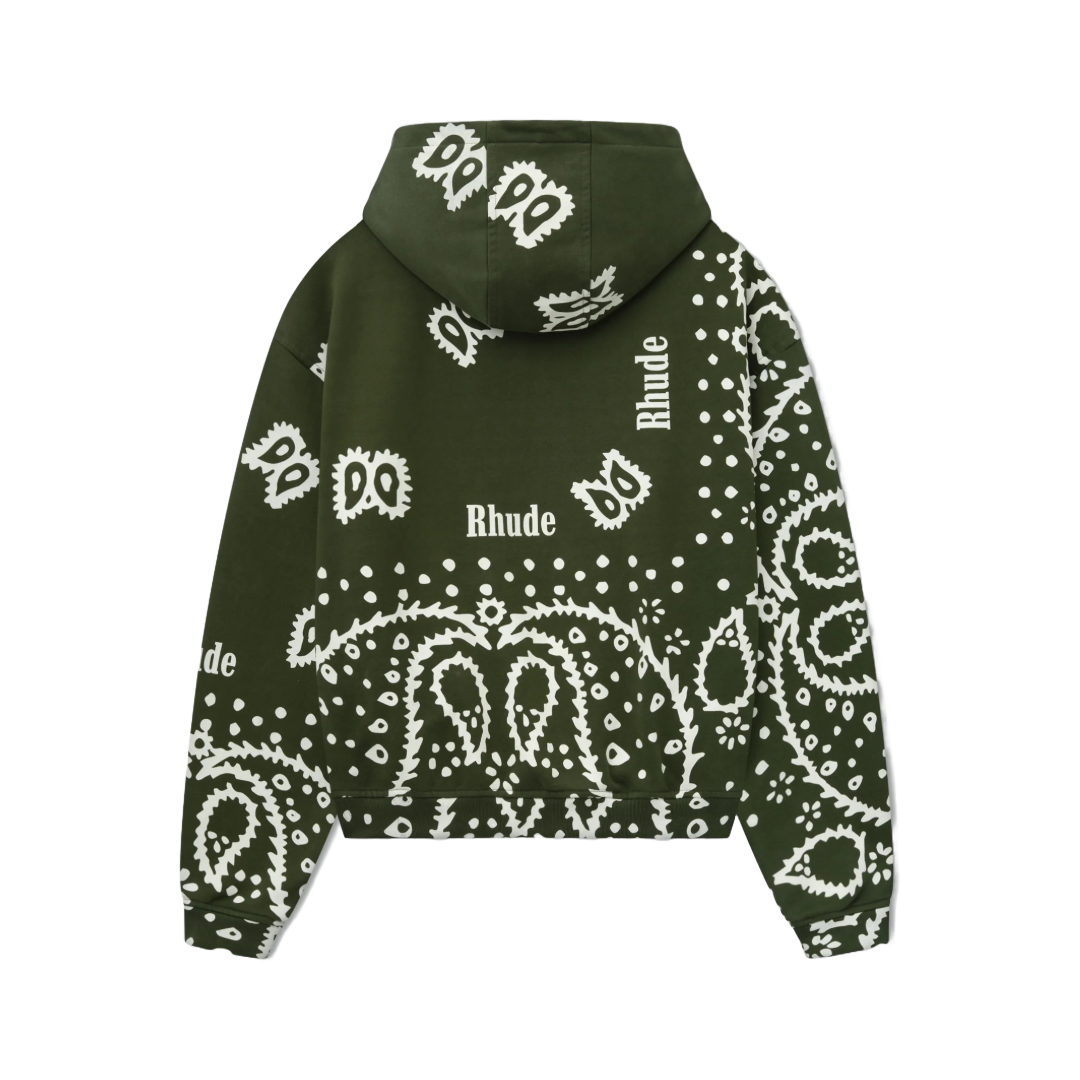 BANDANA PRINT HOODIE OLIVE