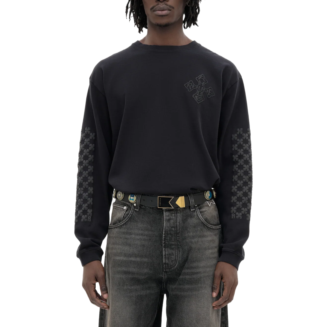 RHUDE CROSS LS TEE BLACK