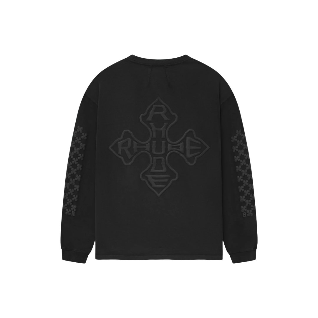 RHUDE CROSS LS TEE BLACK