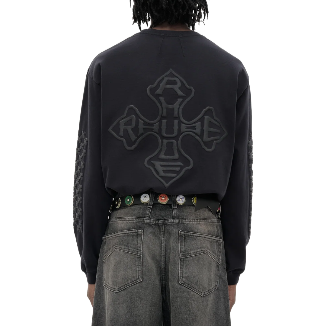 RHUDE CROSS LS TEE BLACK