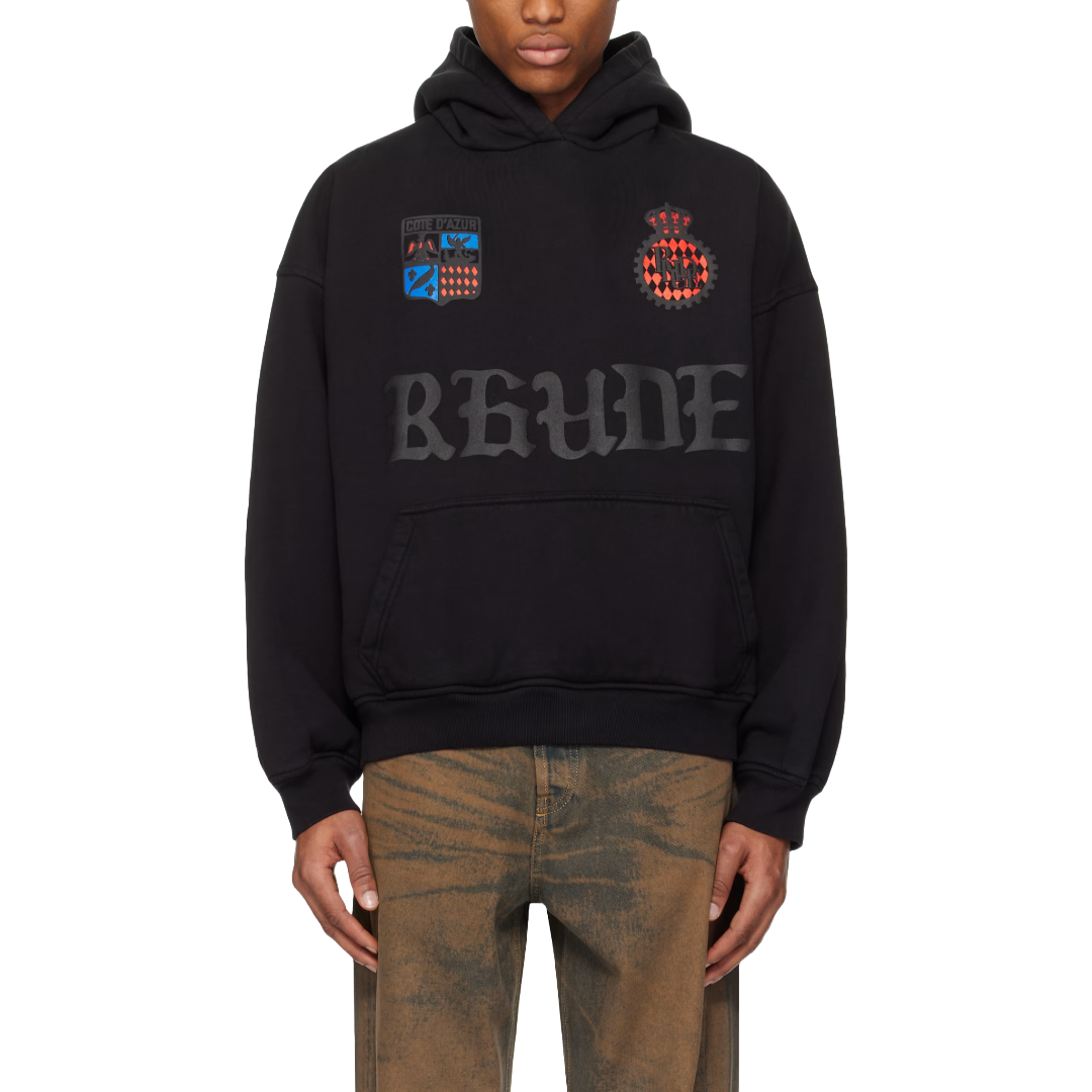 RHUDE COTE D'AZUR CREST OVERSIZED HOODIE BLACK