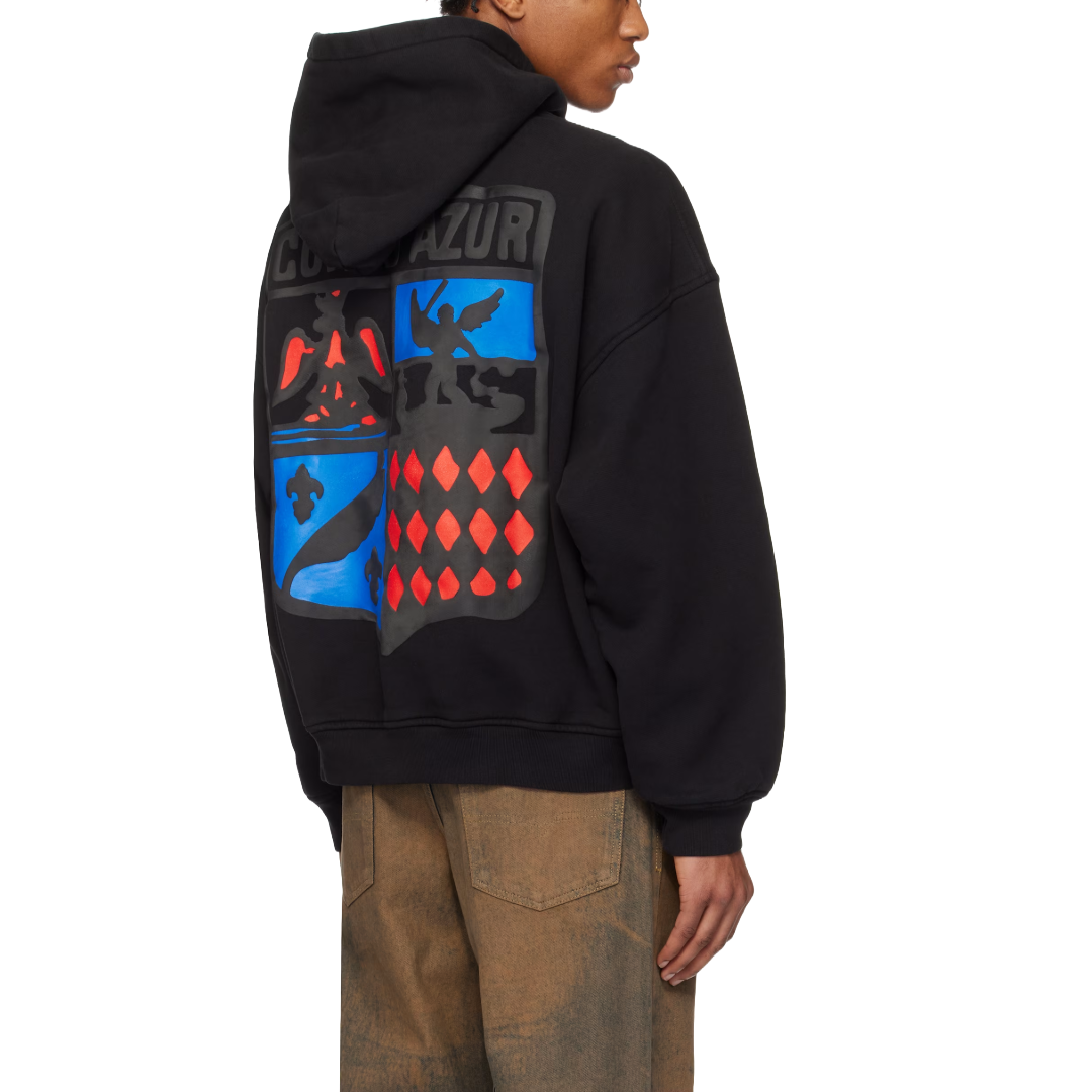 RHUDE COTE D'AZUR CREST OVERSIZED HOODIE BLACK