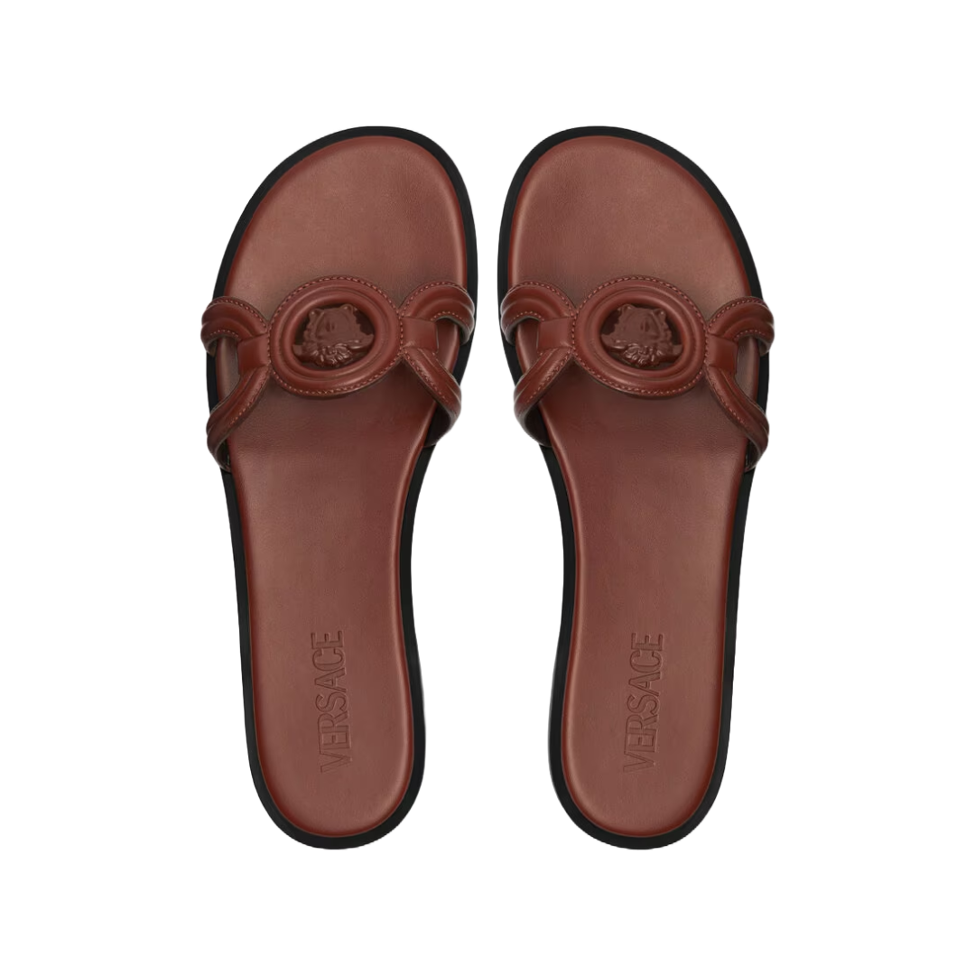 MEDUSA '95 PATENT FLAT SANDALS BROWN