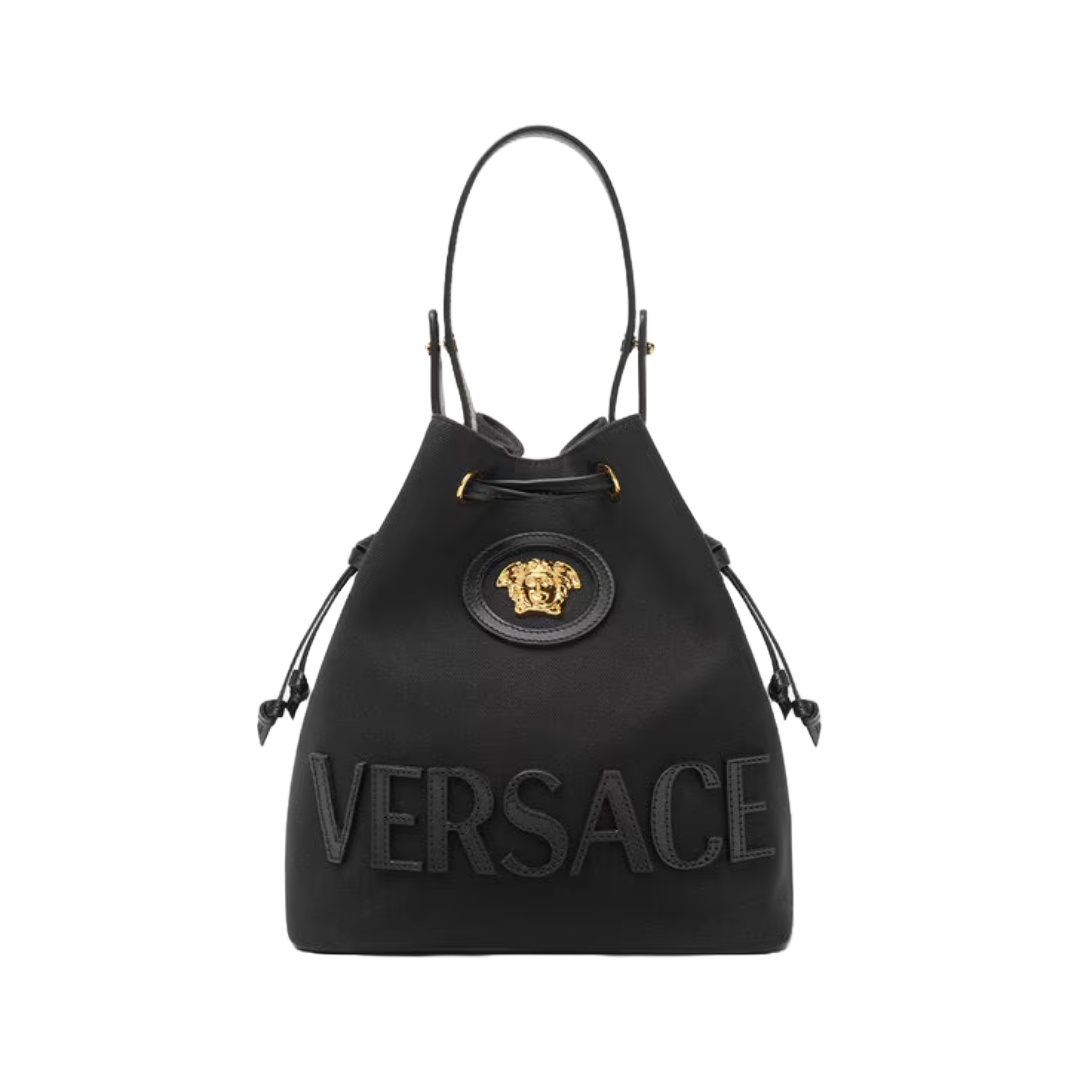 LA MEDUSA CANVAS BUCKET BAG BLACK