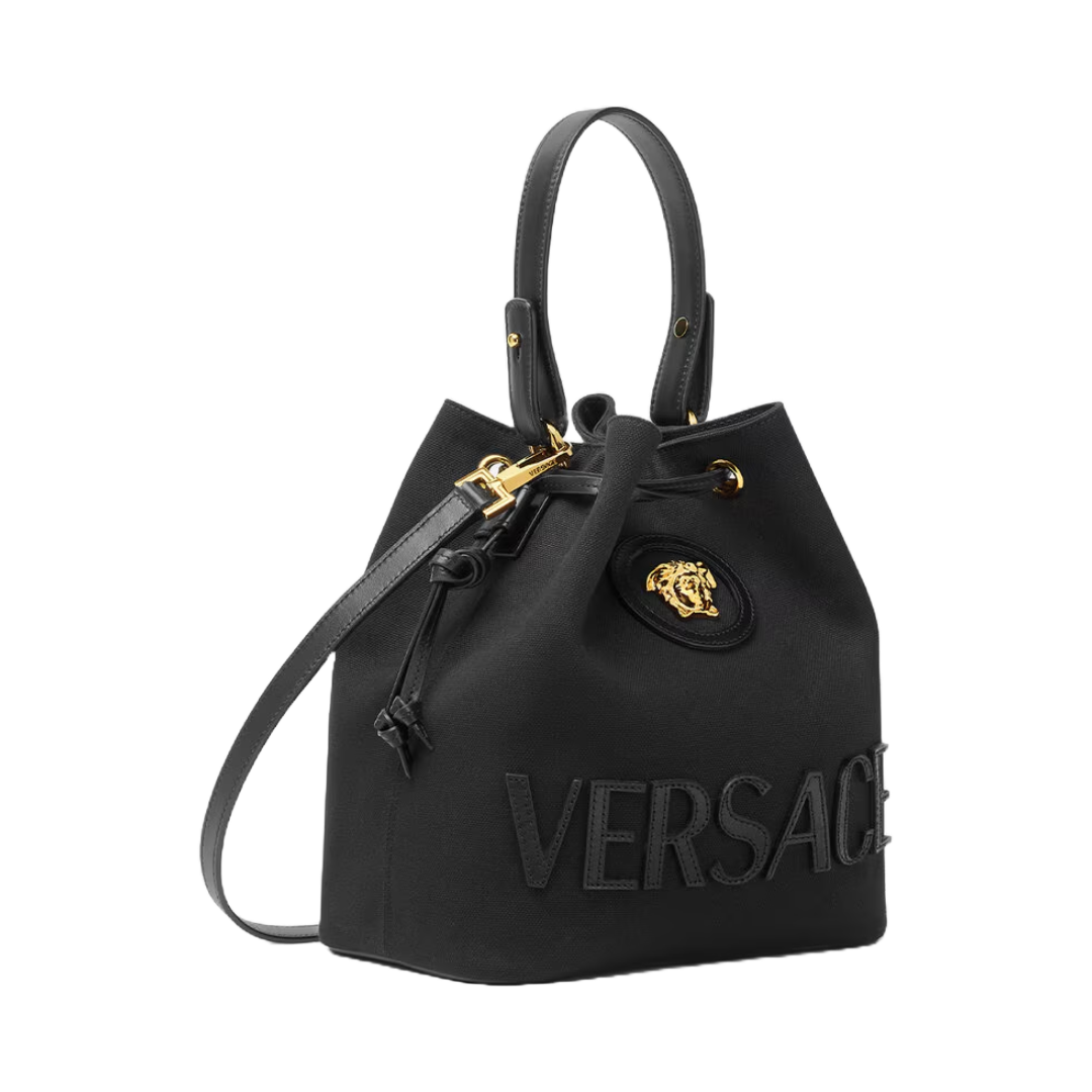 LA MEDUSA CANVAS BUCKET BAG BLACK