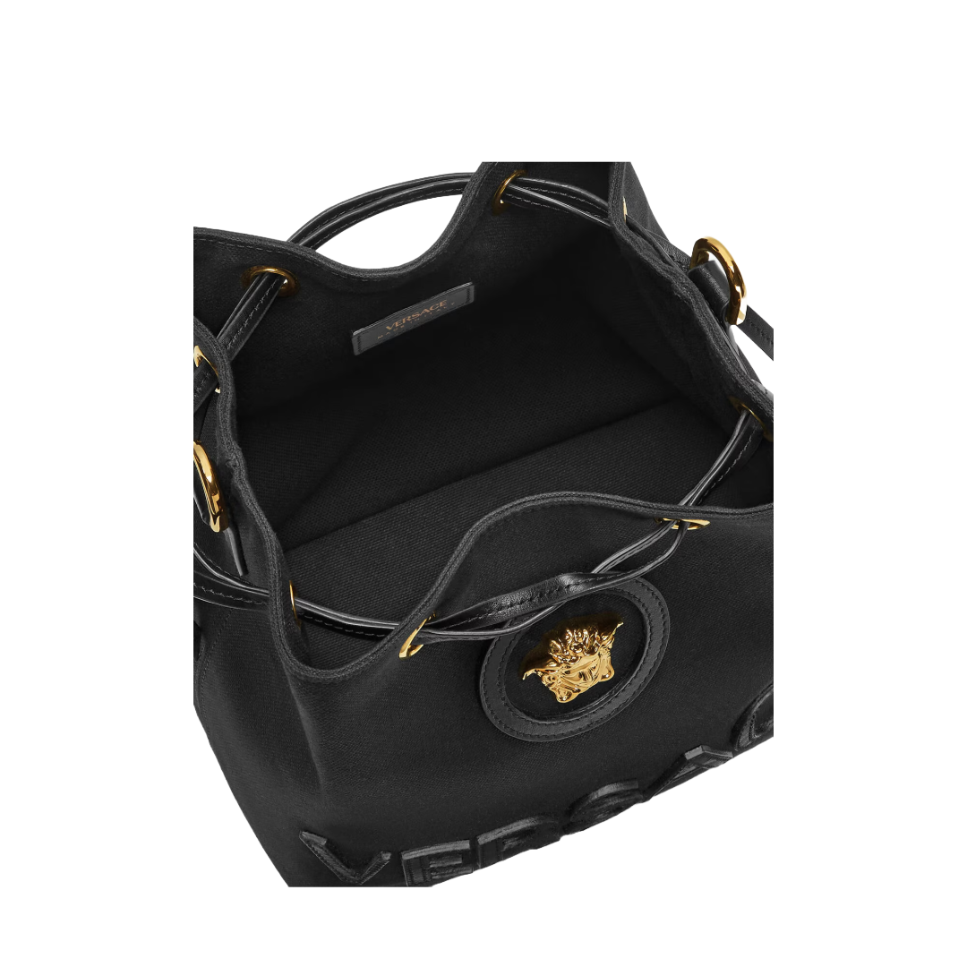 LA MEDUSA CANVAS BUCKET BAG BLACK