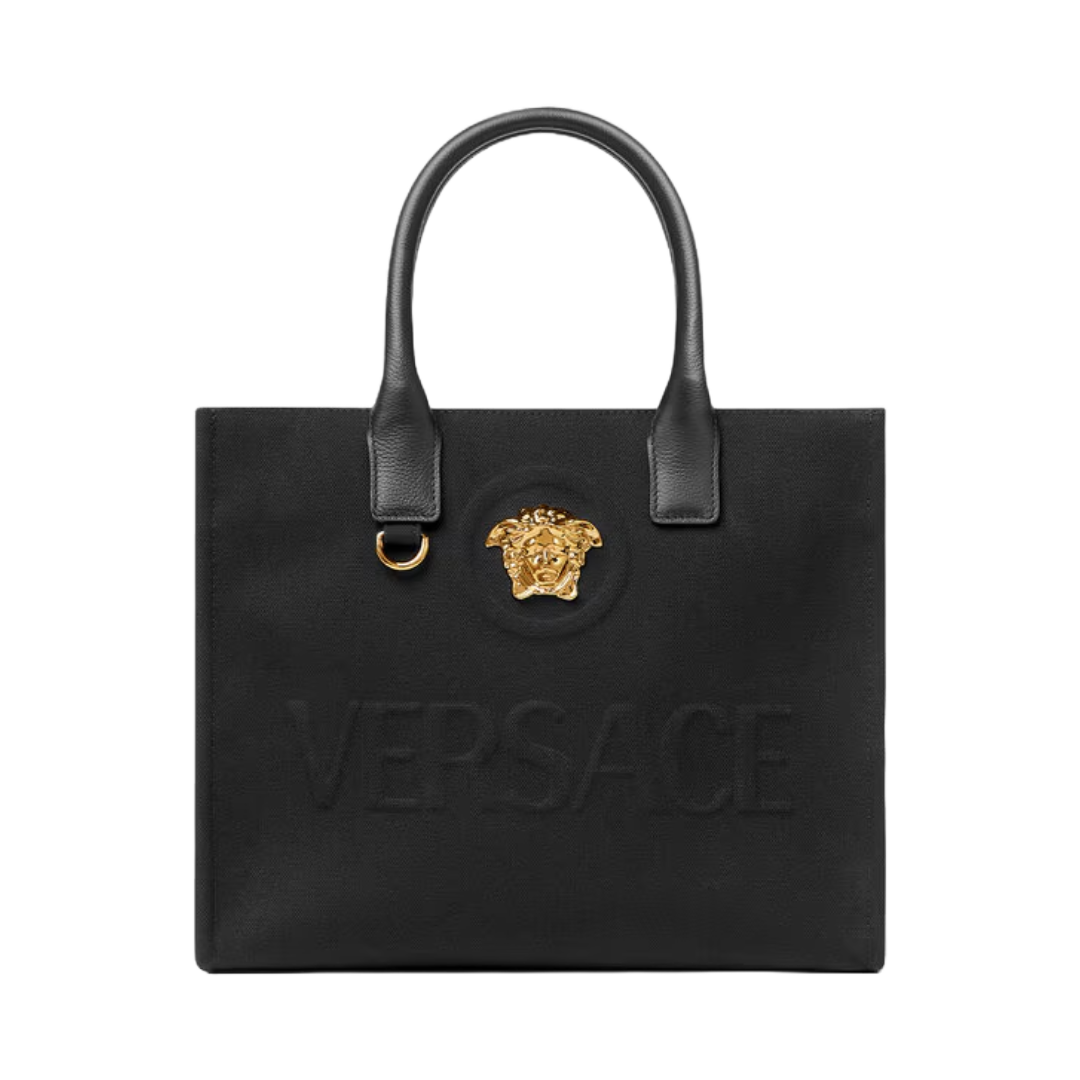 LA MEDUSA CANVAS SMALL TOTE BAG BLACK