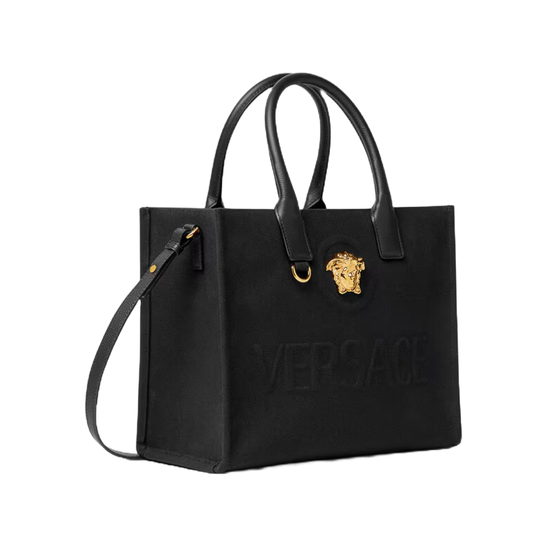 LA MEDUSA CANVAS SMALL TOTE BAG BLACK