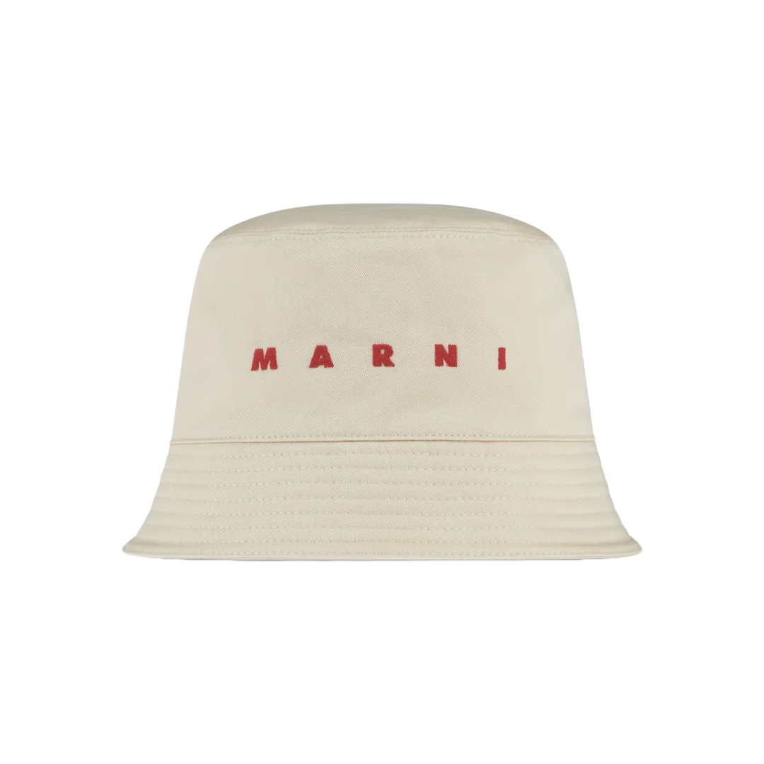 MARNI LOGO EMBROIDERED BUCKET HAT CREAM