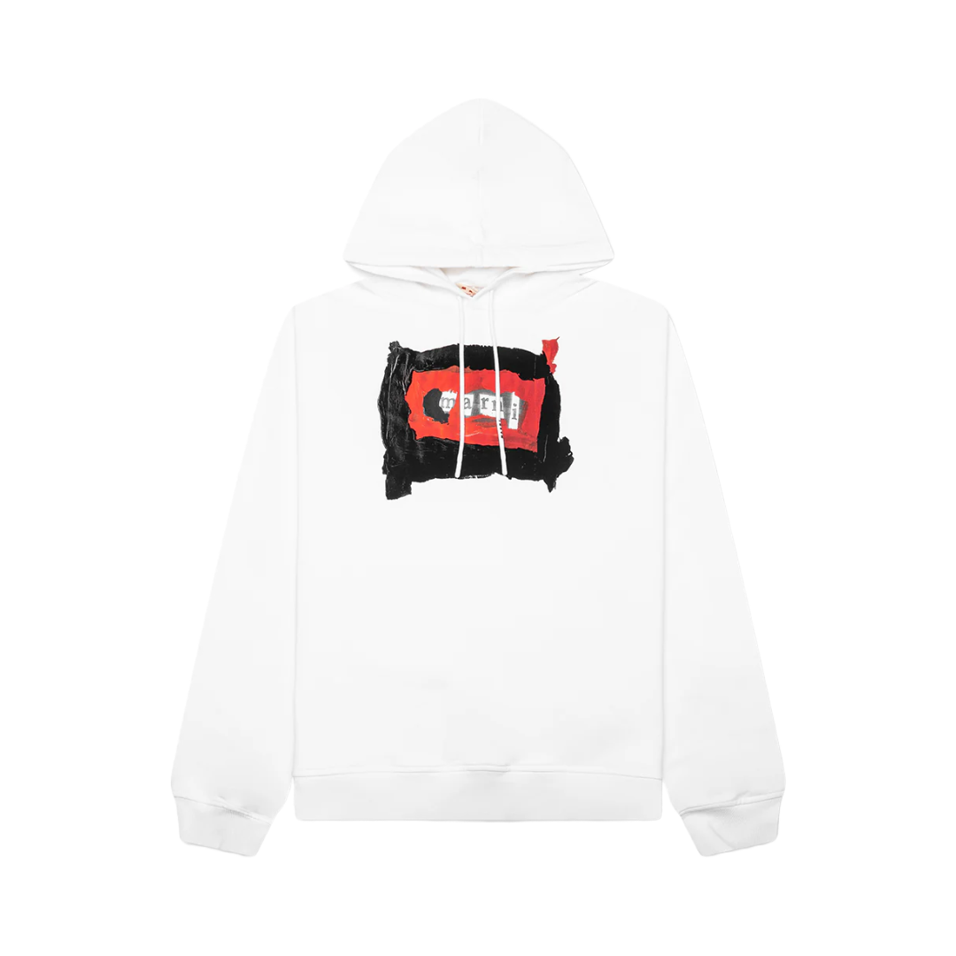 PAINTED ON COLLAGE RED LOGO HOODIE