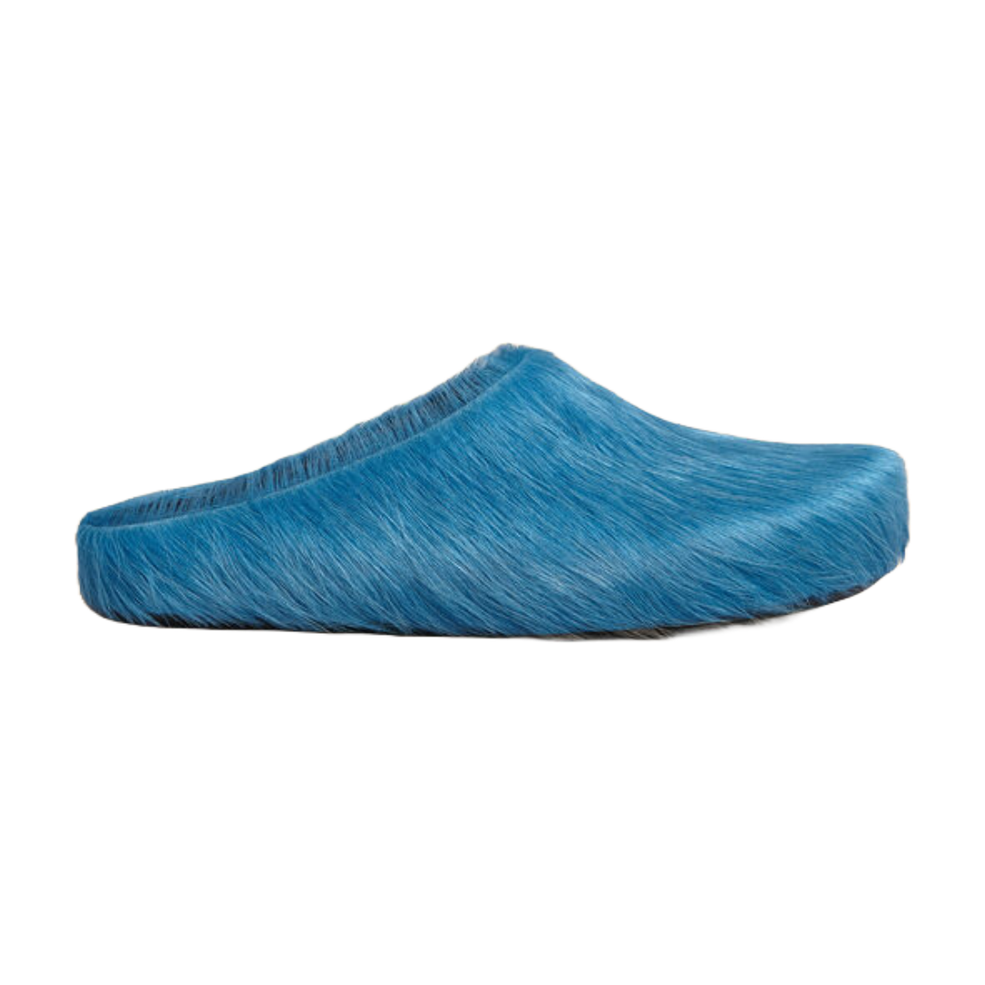 BLUE LONG HAIR CALFSKIN FUSSBETT SABOT