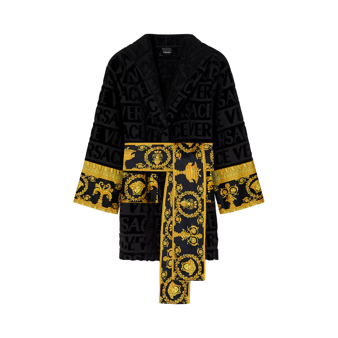 BAROQUE SHORT BATHROBE BLACK