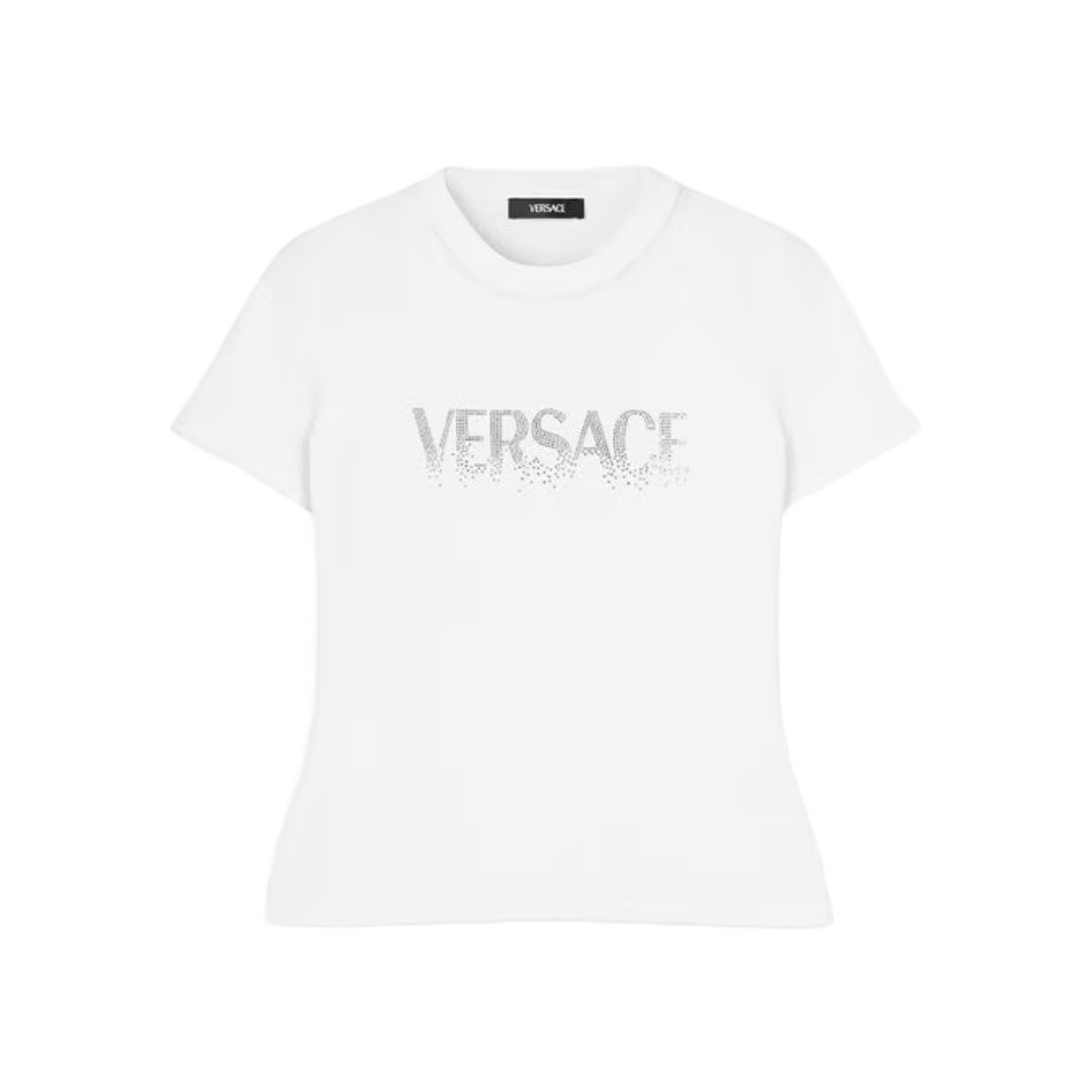 CRYSTAL LOGO FITTED T-SHIRT WHITE