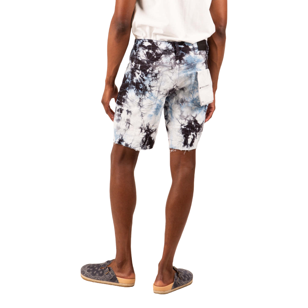 PURPLE BRAND BLUE BLACK TIEDYE JACQUARD MONOGRAM SHORTS