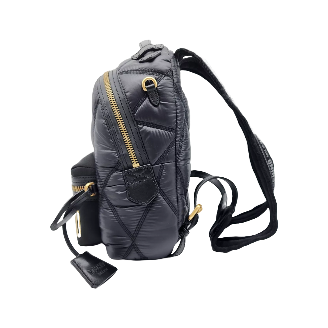 MOSCHINO QUILTED NYLON BACKPACK BLACK