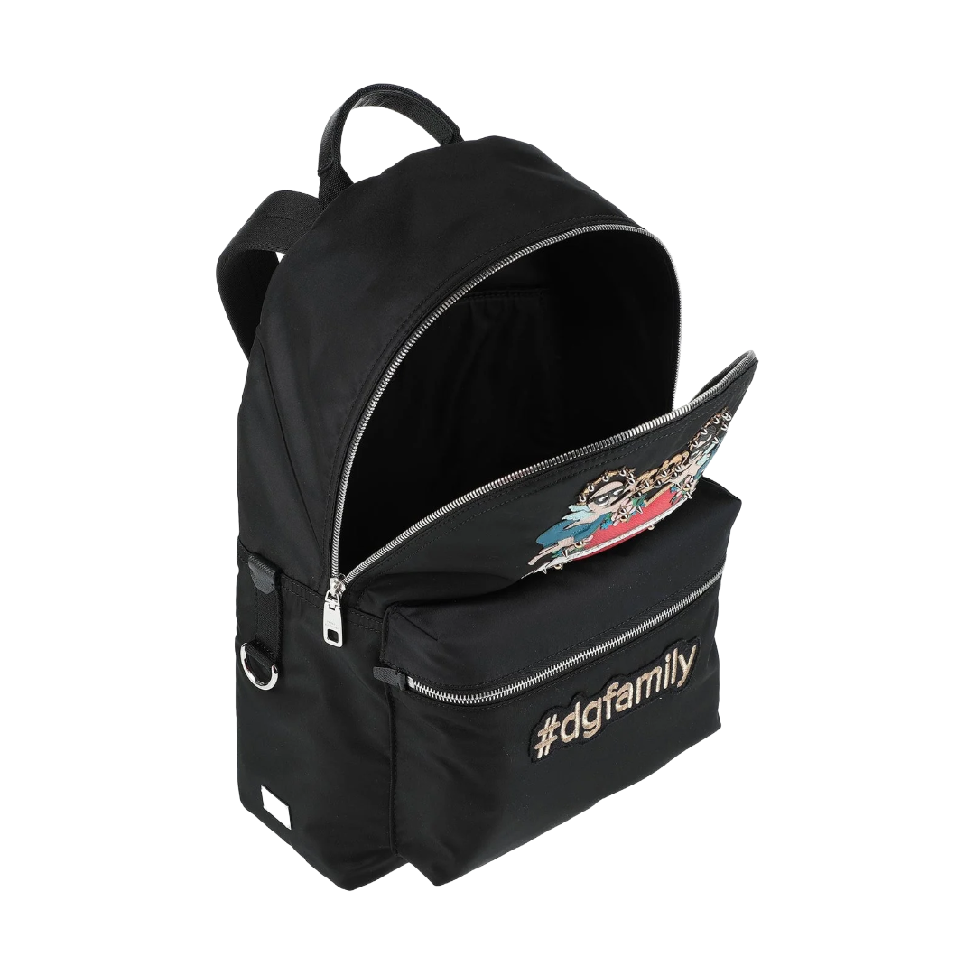 NYLON FAMILY PATCHWORK BACKPACK BLACK