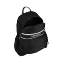 BLACK NYLON BACKPACK WITH BLUE STRIPE