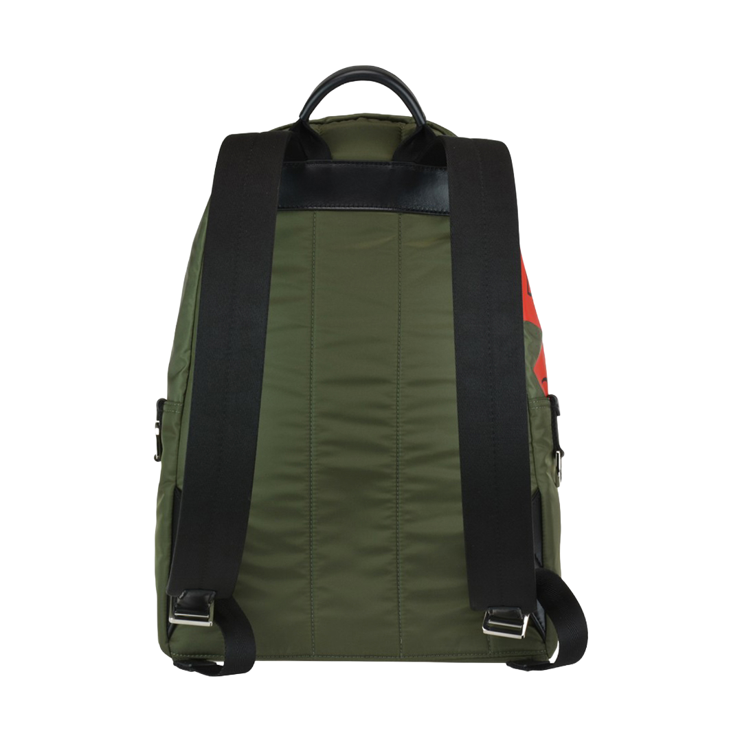 ARMY GREEN AND RED BACKPACK
